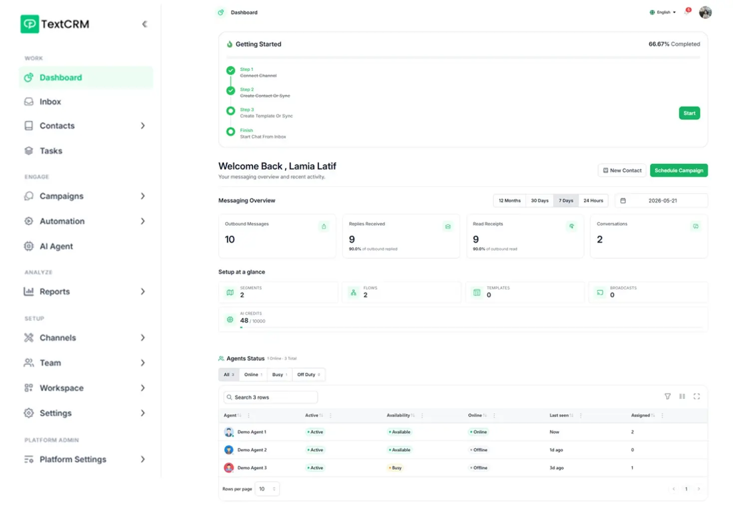 TextCRM Dashboard